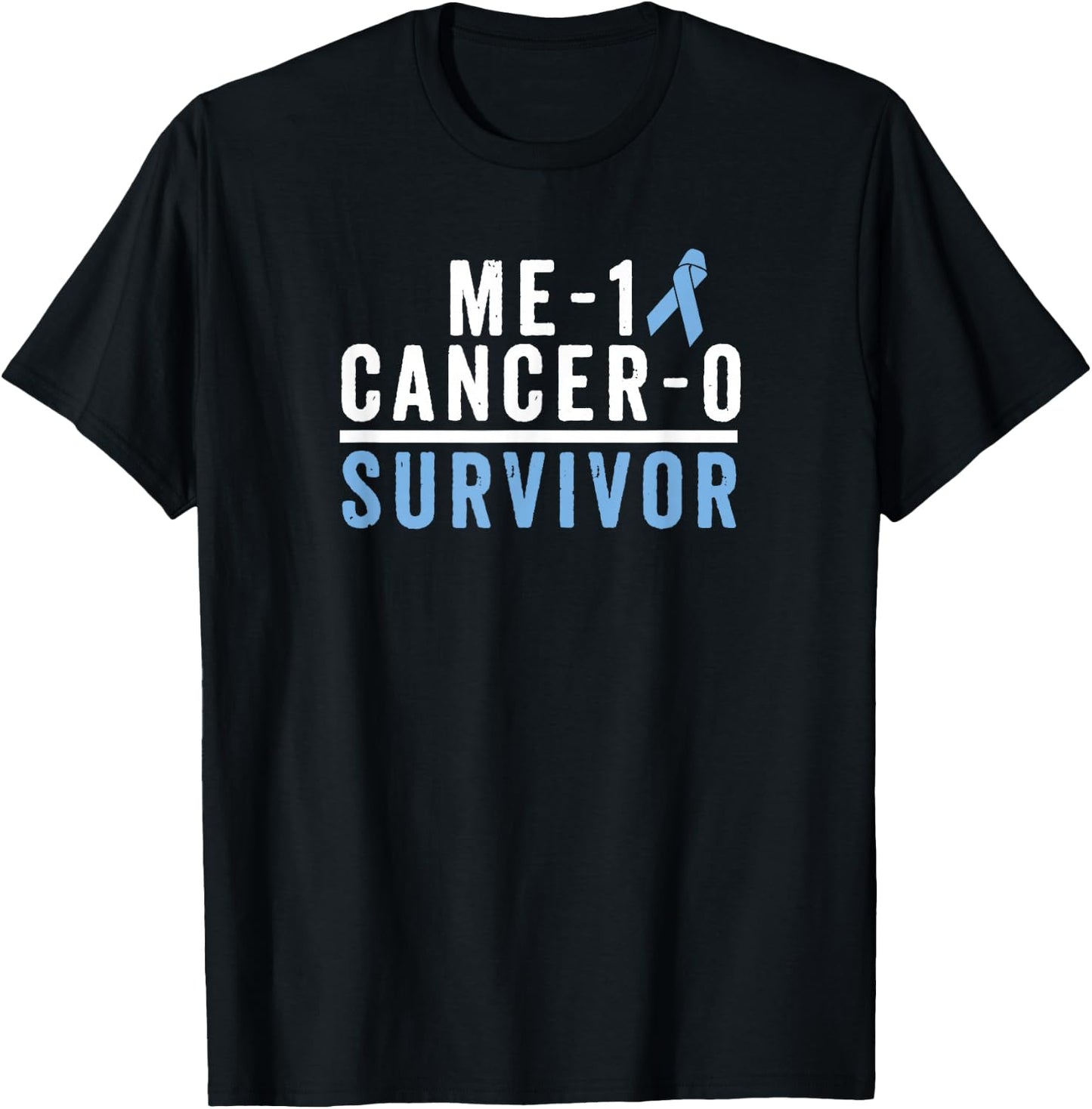 Prostate Cancer Survivor T Shirt Awareness Gift Blue Ribbon T-Shirt - T-Shirt | Black