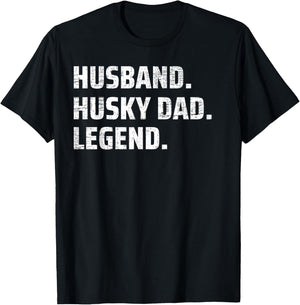 Husband Husky Dad Legend Siberian Huskies Dog Dad Papa Men T-Shirt - T-Shirt | Black