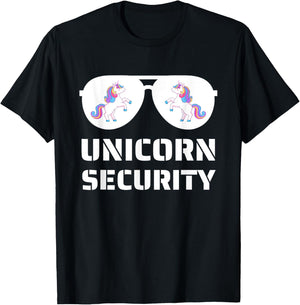 Halloween Dad Mom Daughter Adult Costume Unicorn Security T-Shirt - T-Shirt | Black