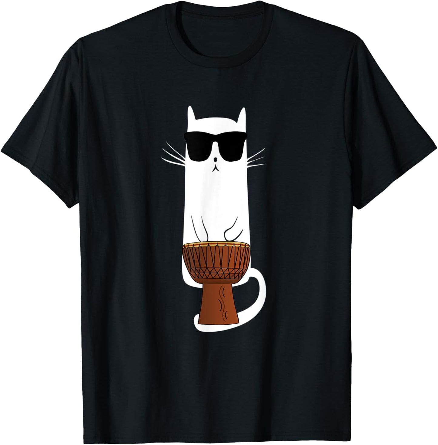 Funny Cat Wearing Sunglasses Playing Bongo's Women Kids T-Shirt - T-Shirt | Black