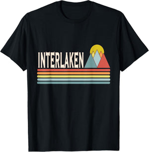 Retro style Interlaken Switzerland outdoors T-Shirt - T-Shirt | Black