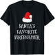 Santa's Favorite Firefighter Christmas Funny Xmas Fireman T-Shirt - T-Shirt | Black