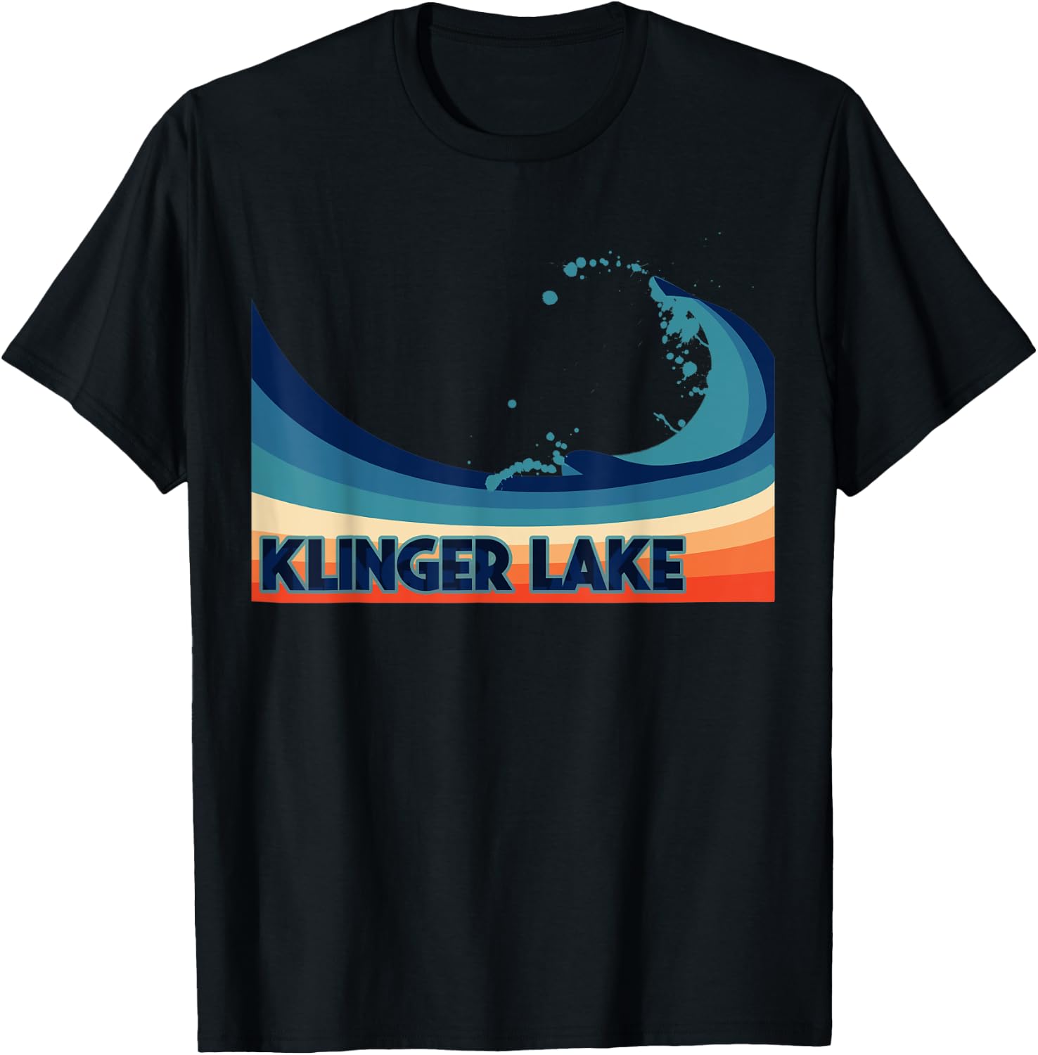 Klinger Lake, Michigan Retro Boating Sailing & Fishing T-Shirt - T-Shirt | Black