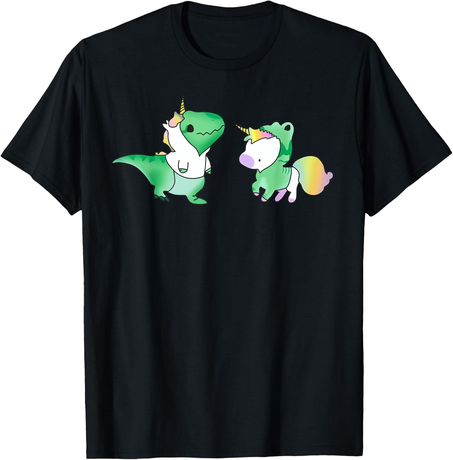 Unicornasaurus Rex - T Rex Dinosaur and Unicorn T-Shirt - T-Shirt | Black