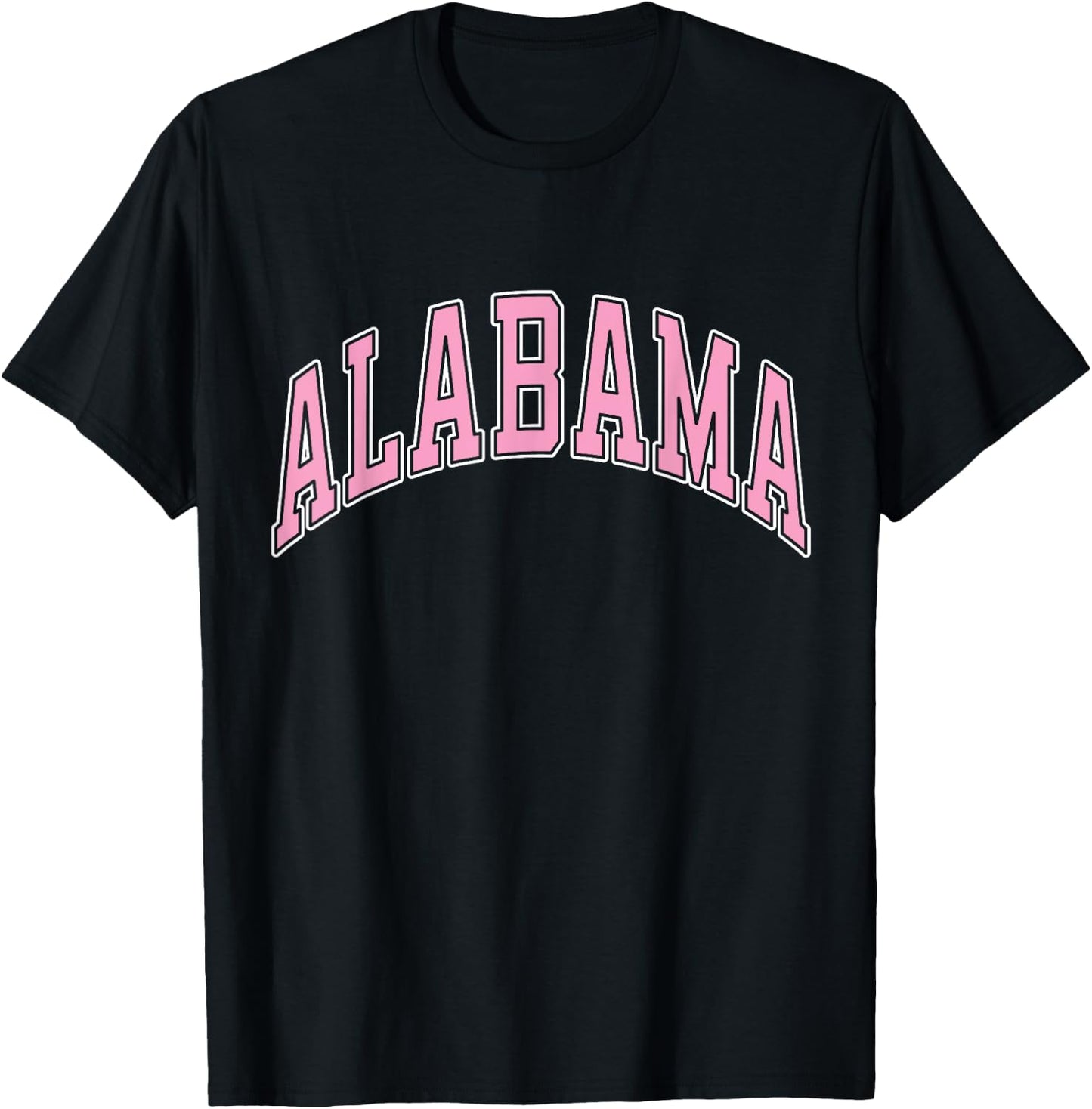 Alabama Varsity Style Pink Text T-Shirt - T-Shirt | Black