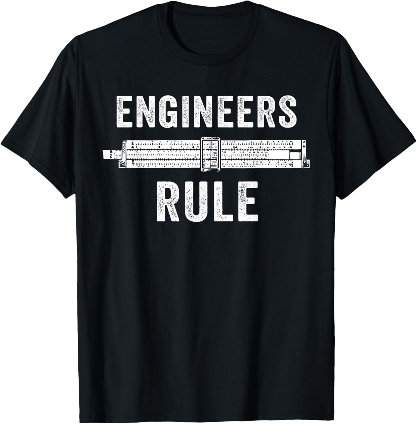 Engineers Rule Slide Rule Mechanical Analog Calculator T-Shirt - T-Shirt | Black