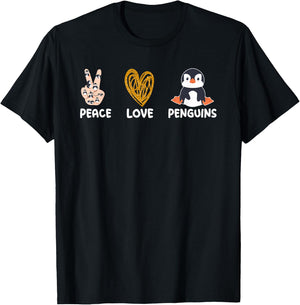Funny Penguin Peace Love Penguins Kids T-Shirt - T-Shirt | Black