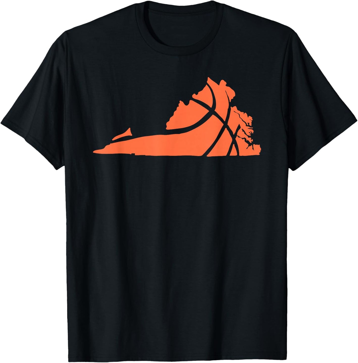 State of Virginia Basketball Design Graphic T-Shirt - T-Shirt | Black