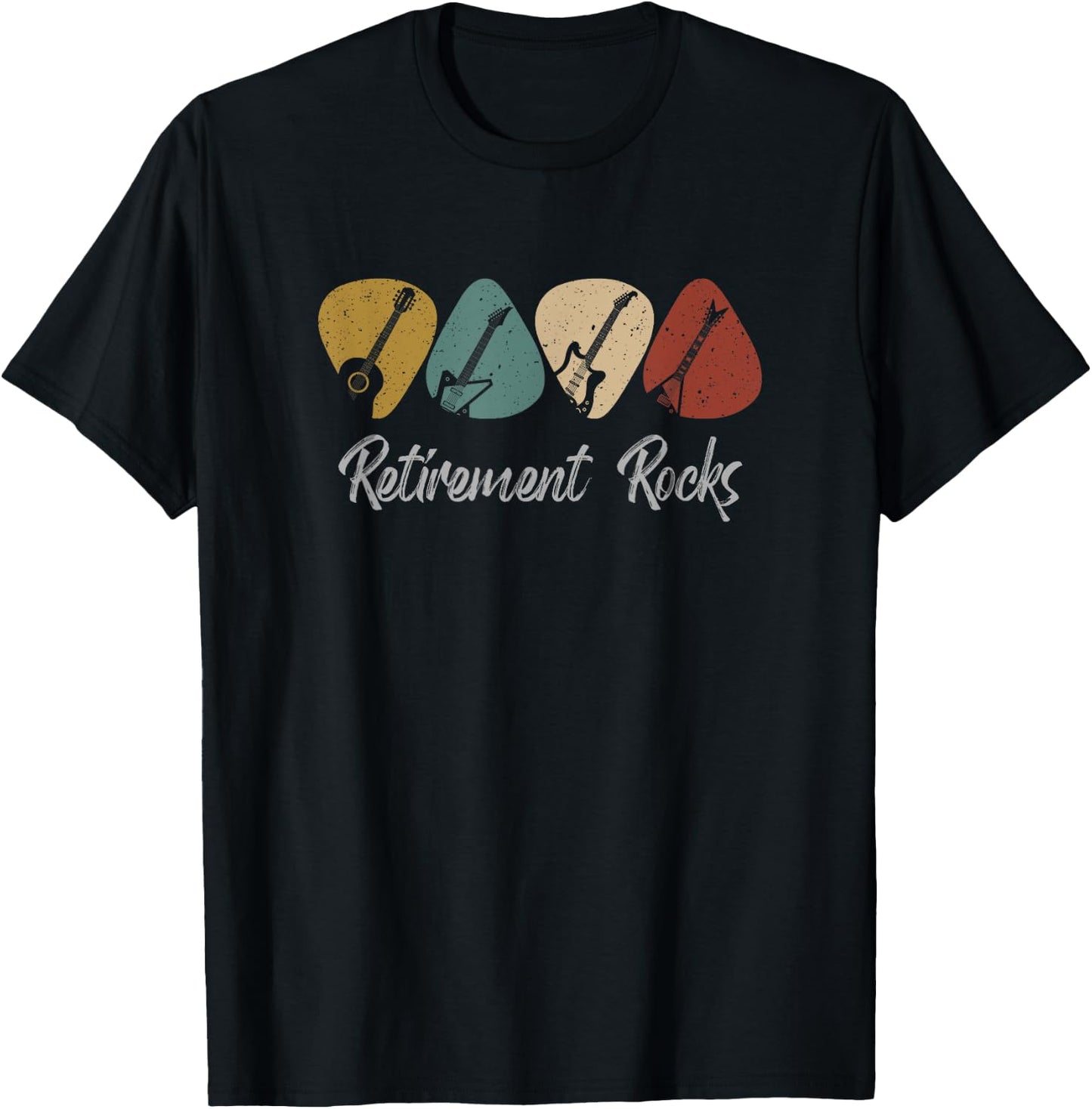 RETIREMENT ROCKS - Musician Guitar Pick Guitars Guitarists T-Shirt - T-Shirt | Black