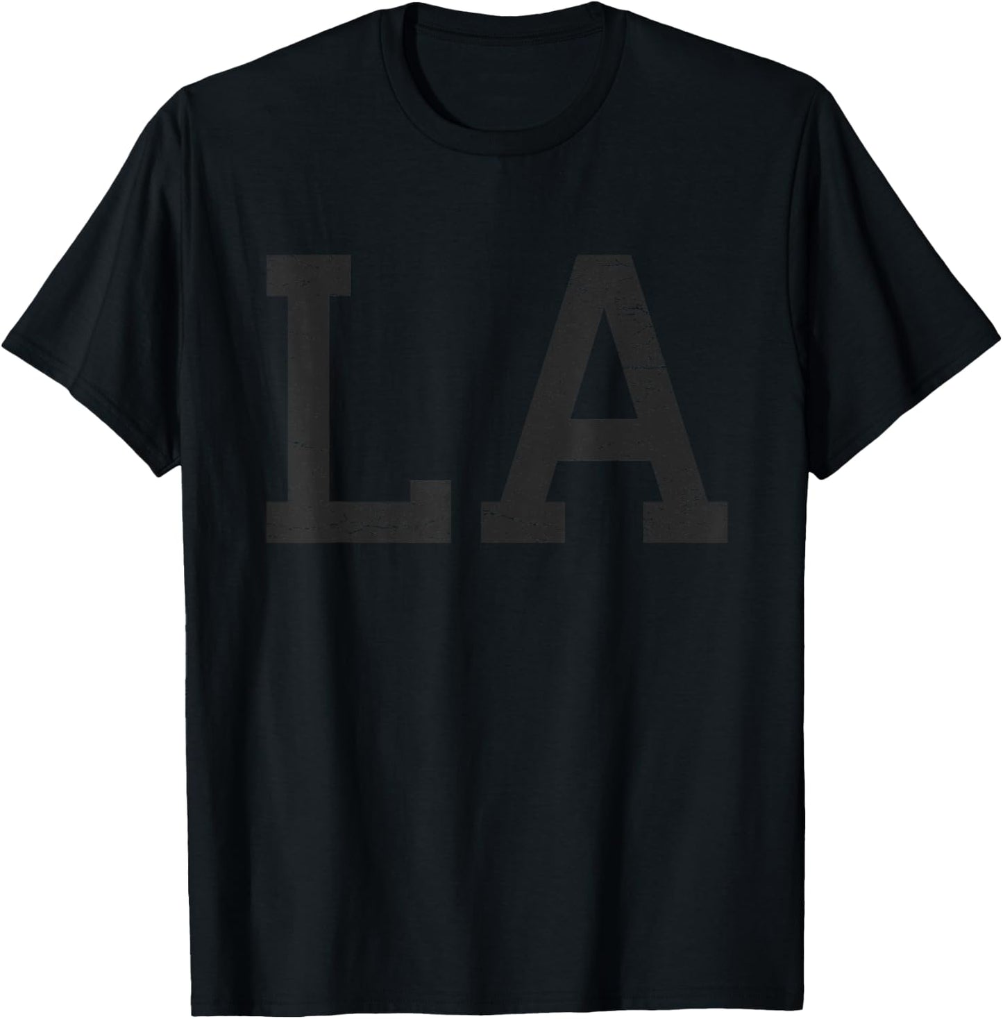 Los Angeles Women Men | Cool Black Text Distressed LA T-Shirt - T-Shirt | Black