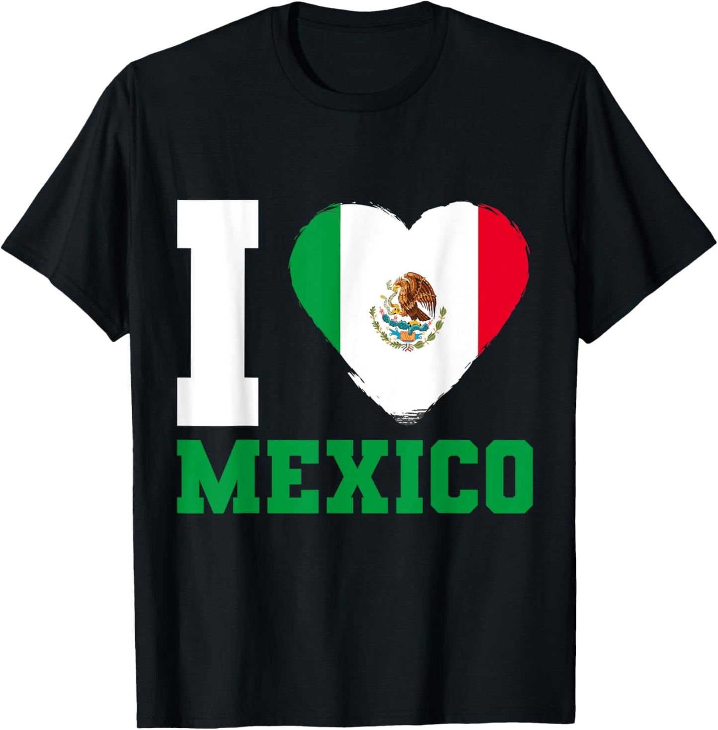 Mexican Flag I Love Mexico T-Shirt - T-Shirt | Black