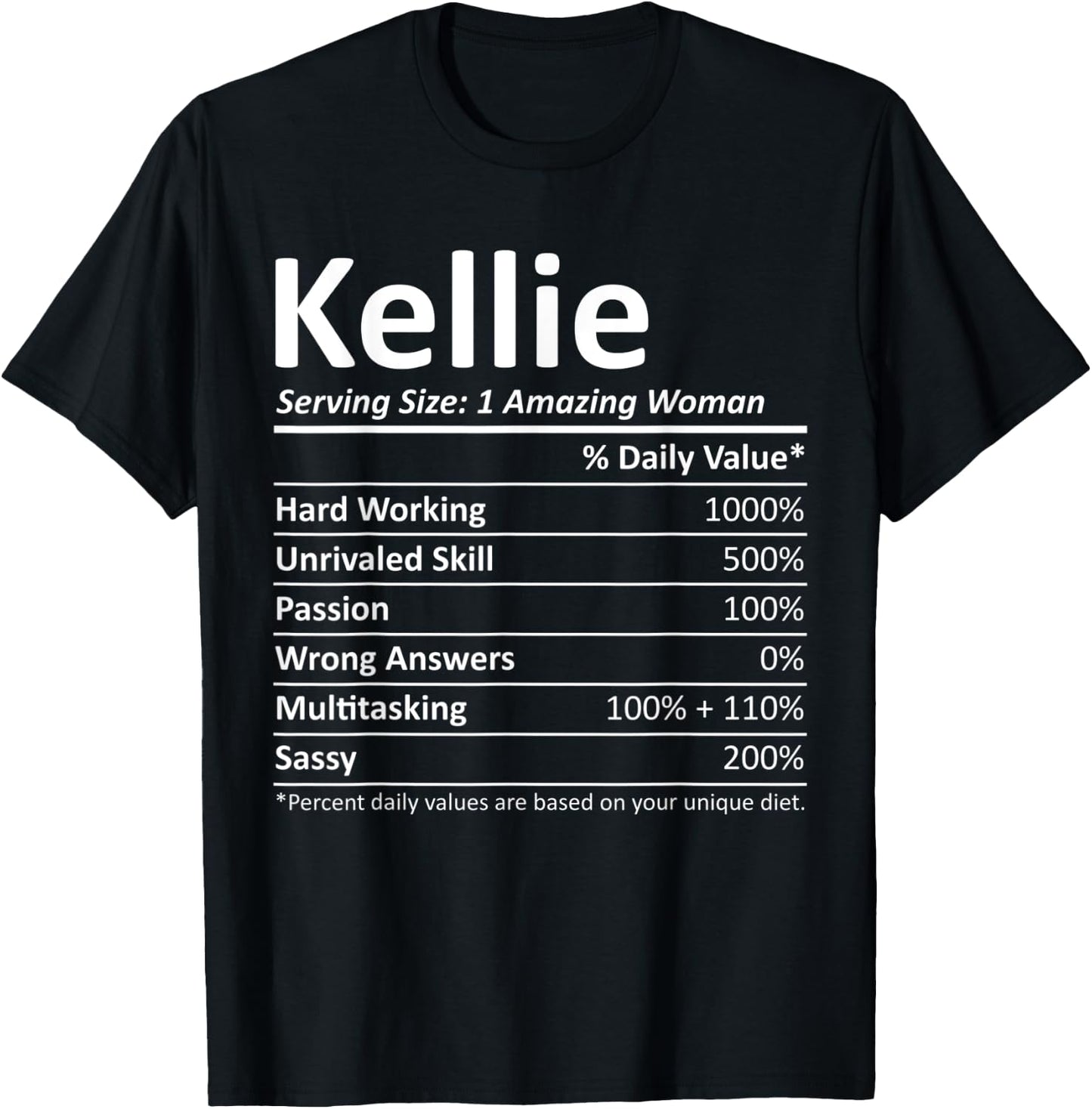 KELLIE Nutrition Personalized Name Funny Christmas Gift T-Shirt - T-Shirt | Black