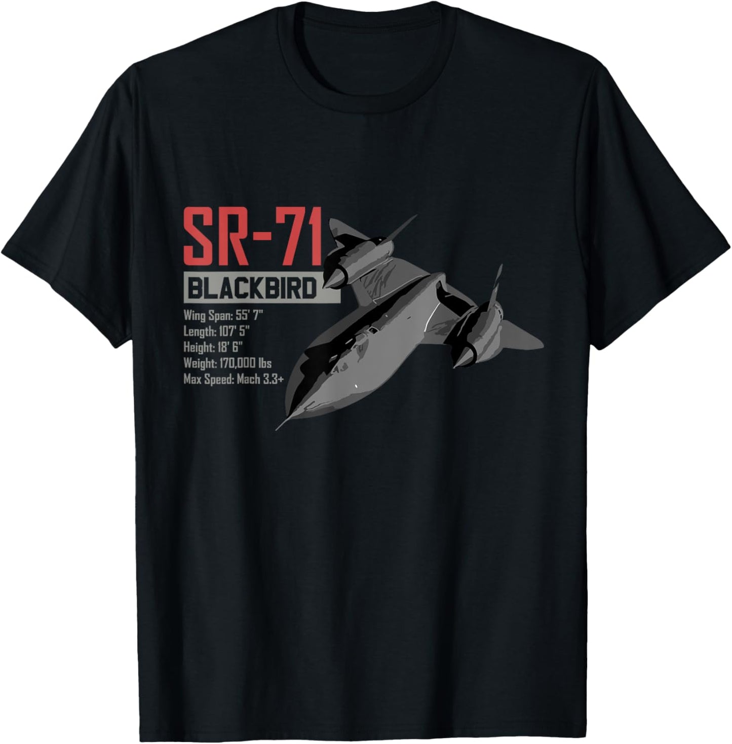 American Reconnaissance Aircraft SR71 Blackbird T-Shirt - T-Shirt | Black