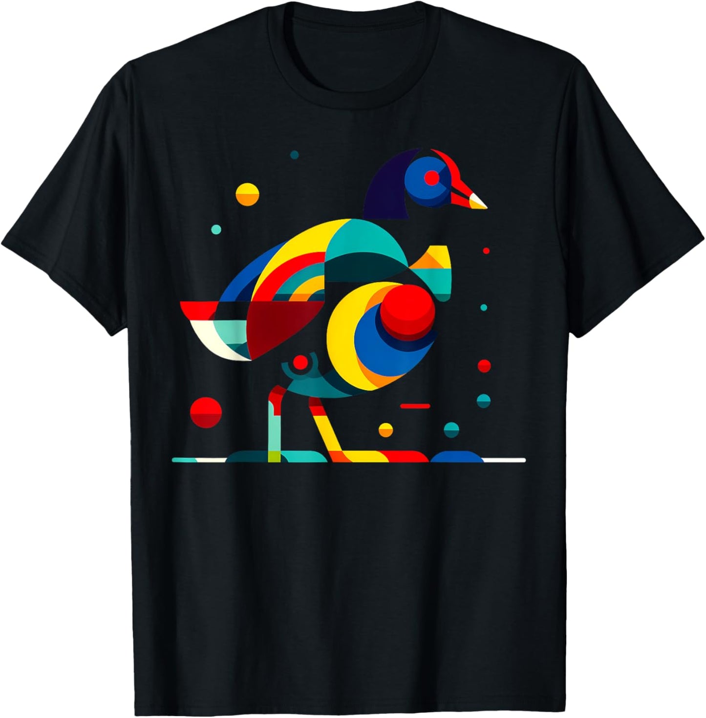 Geometric Minimalism Modern Illustration Moorhen Bird Art T-Shirt - T-Shirt | Black