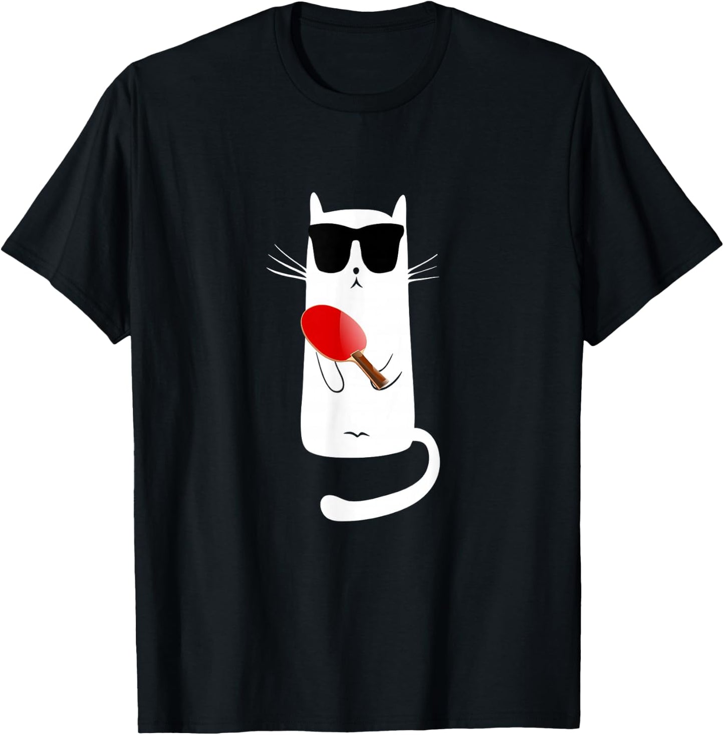 Funny Cat Wearing Sunglasses Playing Ping Pong T-Shirt - T-Shirt | Black