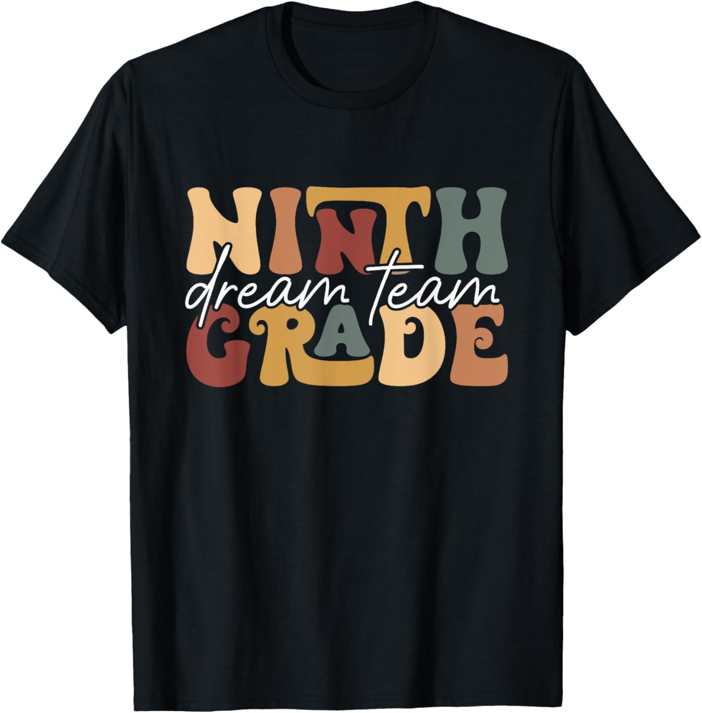 Retro Ninth Grade Dream Team Groovy Teacher Back to School T-Shirt - T-Shirt | Black