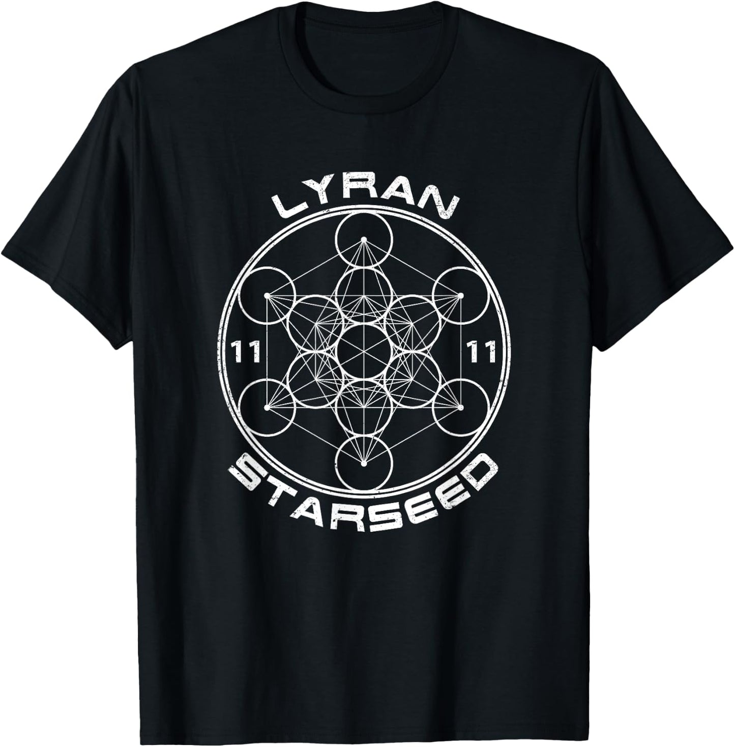 Lyran Starseed Sacred Geometry T-Shirt - T-Shirt | Black