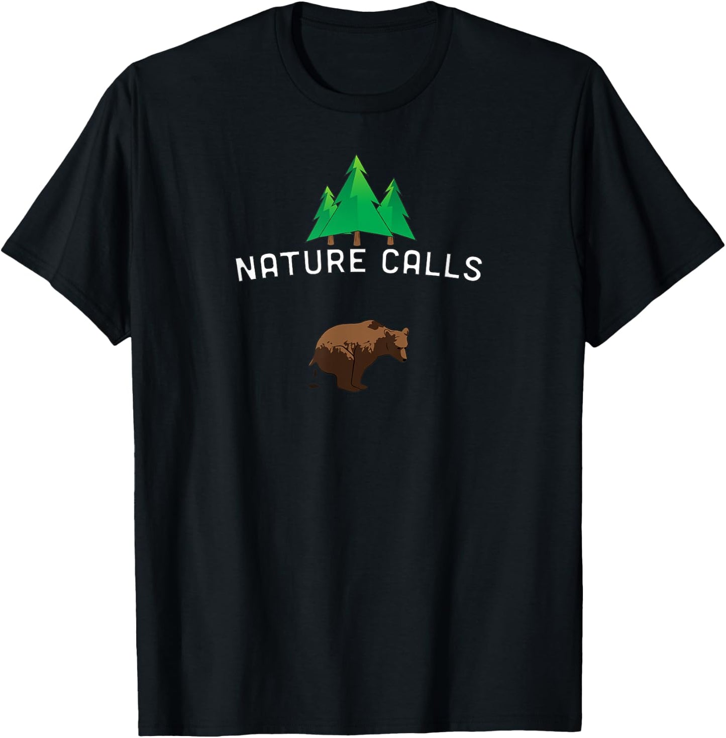 Nature Calls with a pooping bear, funny elk hunting fishing T-Shirt - T-Shirt | Black