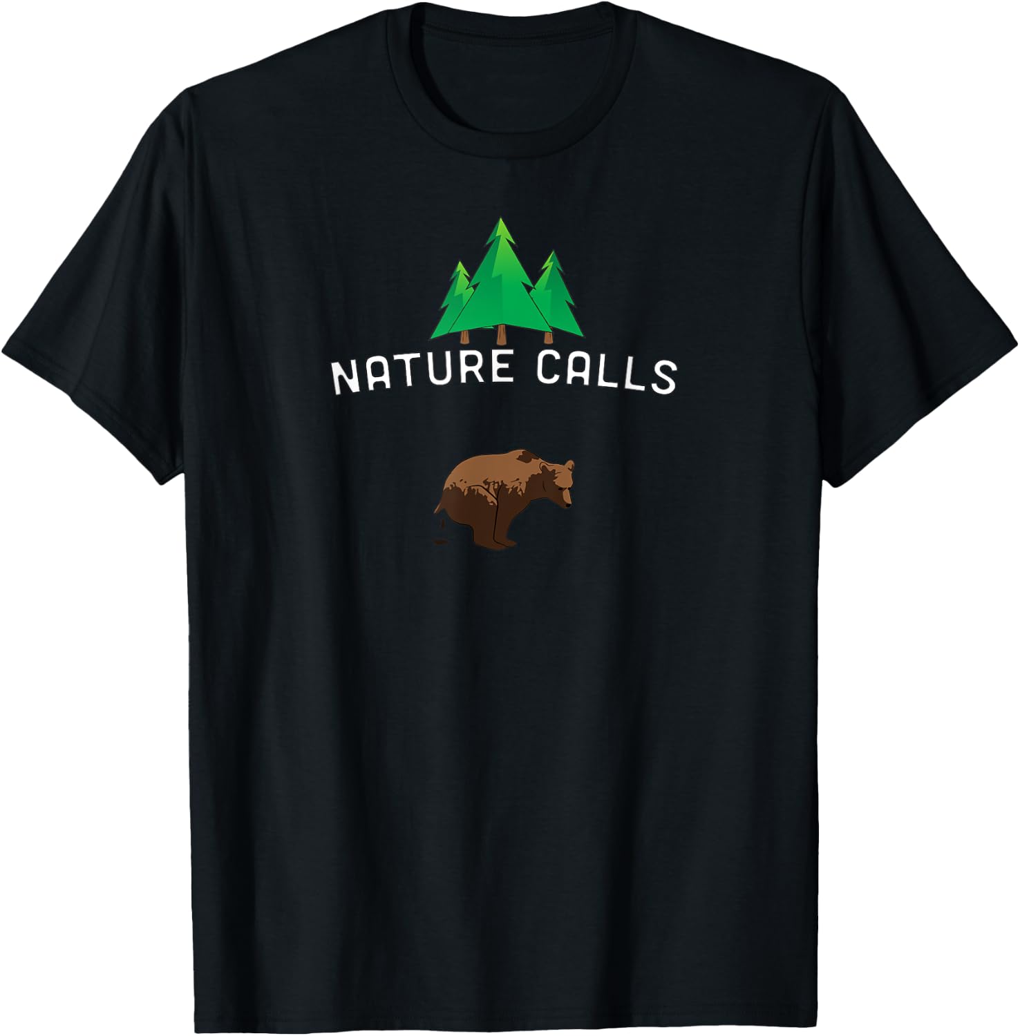 Nature Calls with a pooping bear, funny elk hunting fishing T-Shirt - T-Shirt | Black