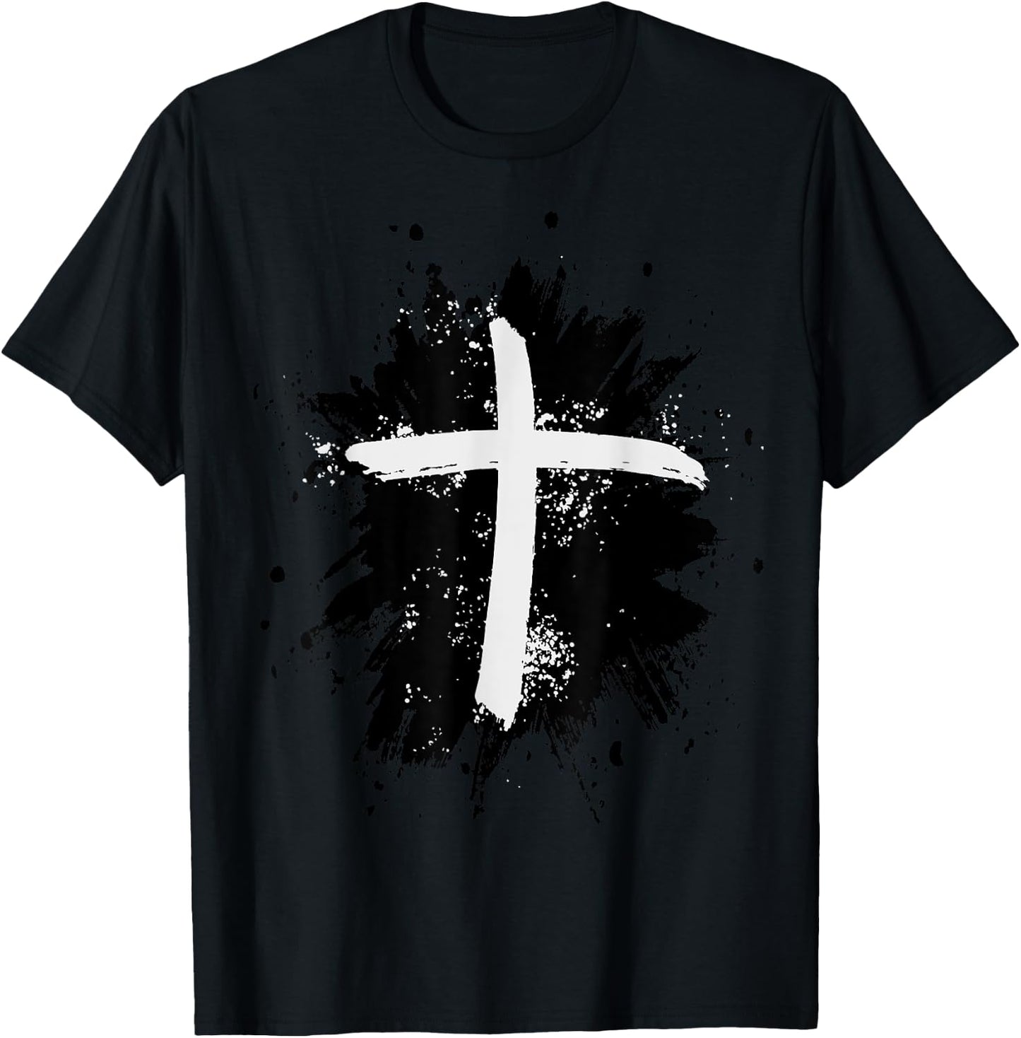 Black and White Jesus Cross Religion Sign T-Shirt - T-Shirt | Black