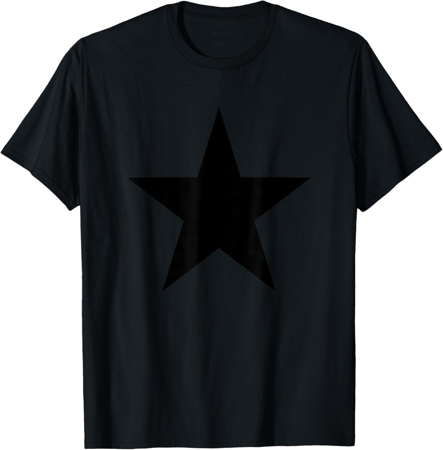 Plain Black Star Print - Plain Black Star , Blue, S T-Shirt - T-Shirt | Black