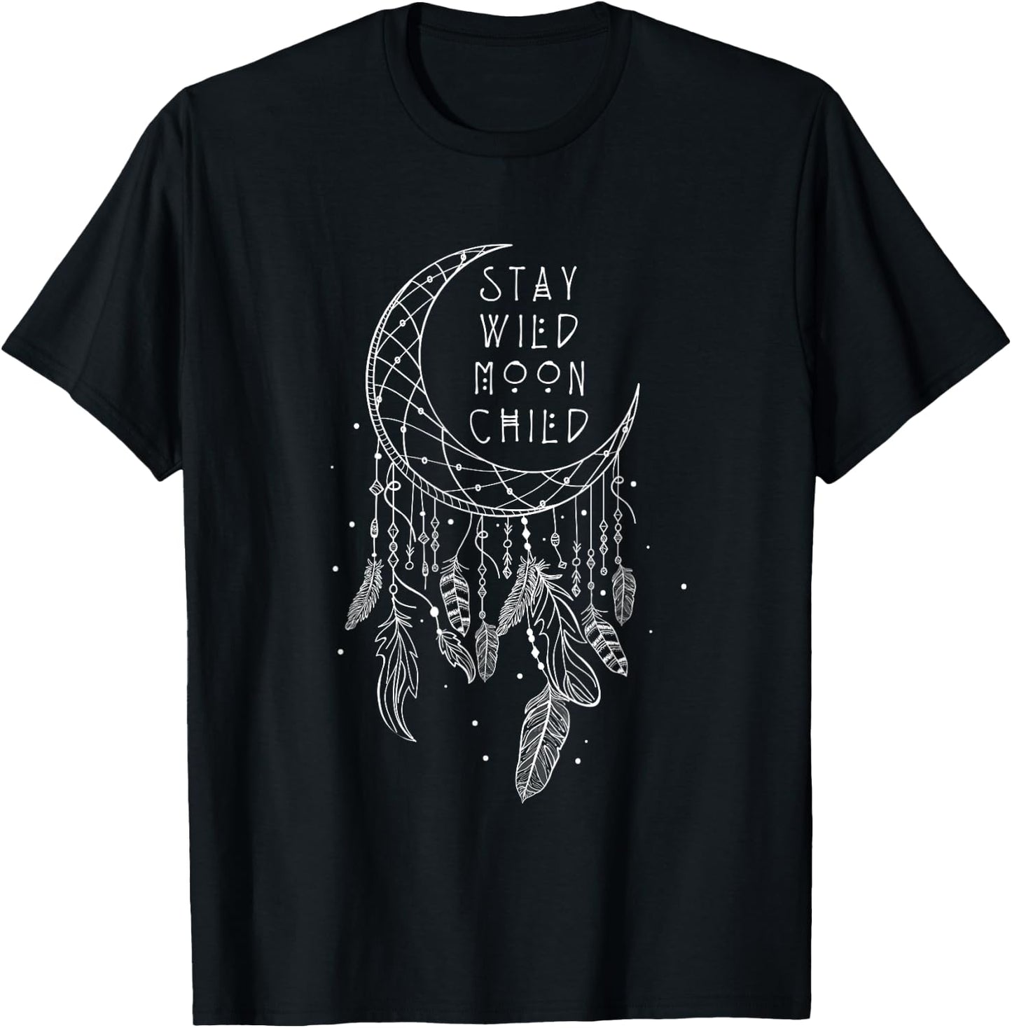 Stay Wild Moon Child Dream Catcher T-Shirt - T-Shirt | Black