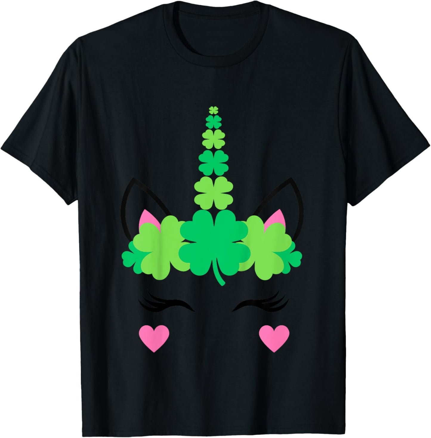 Kids Girls St Patricks Day Unicorn Toddler Irish Shamrock Clover T-Shirt - T-Shirt | Black