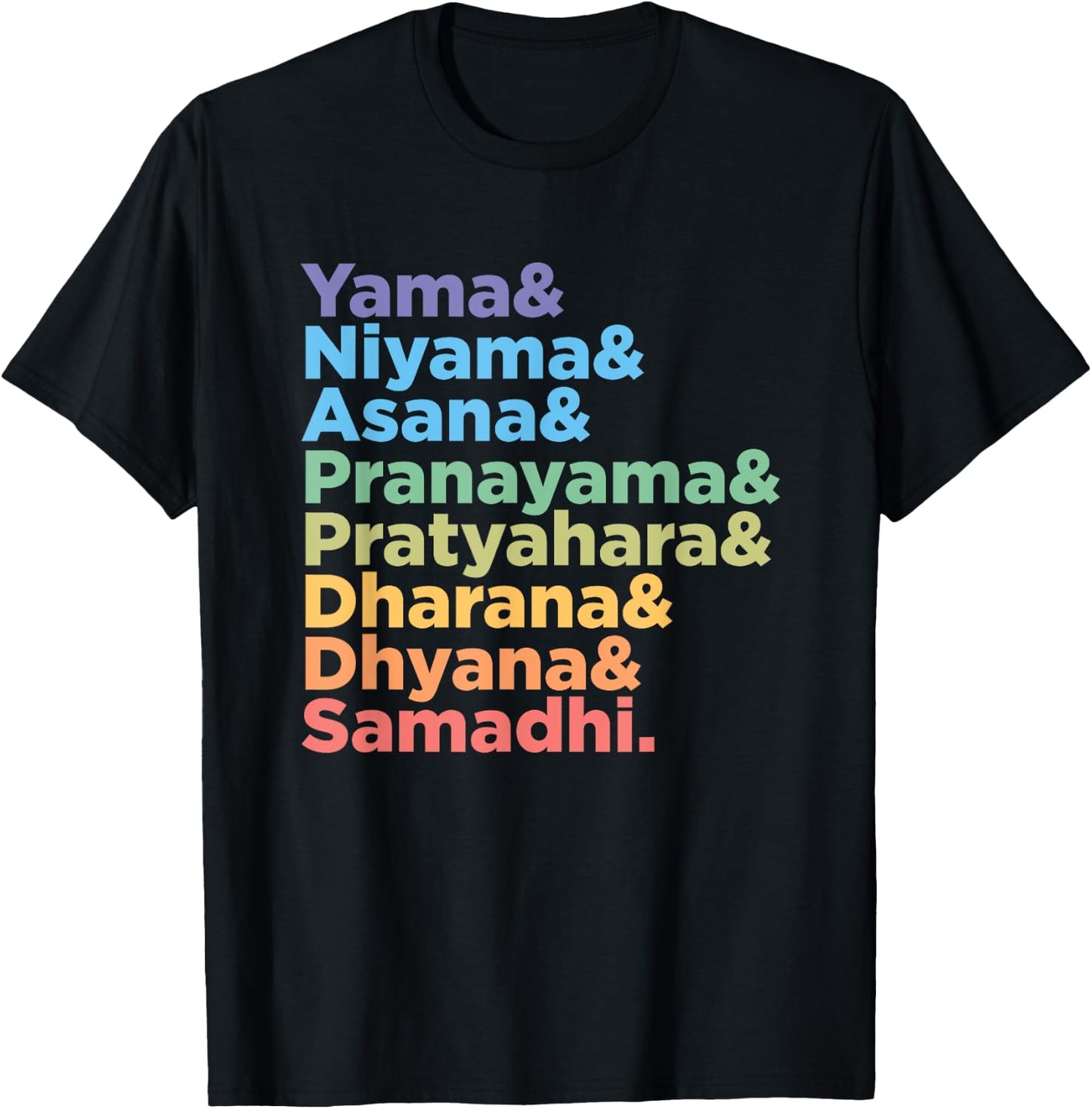 Raja Yoga Practice 8 Words for Yoga Teacher and Meditation T-Shirt - T-Shirt | Black