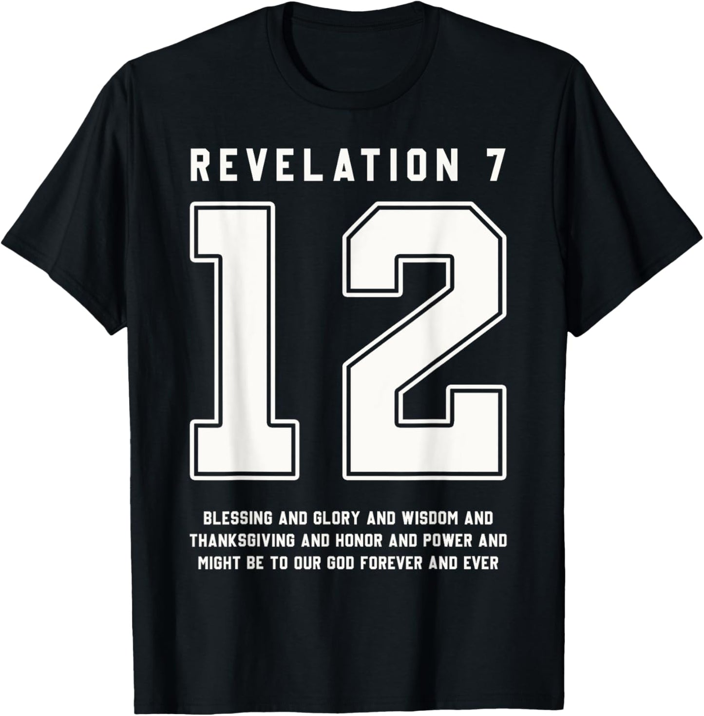 Revelation 7:12 Bible Verse Team Sports Jersey Christian T-Shirt - T-Shirt | Black