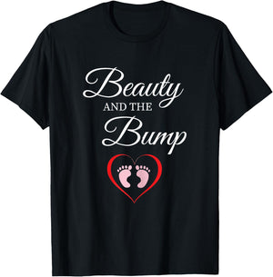 Beauty And The Bump T Shirt Girl Cute Pregnancy Announcement T-Shirt - T-Shirt | Black