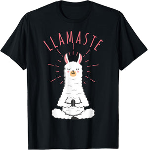 Funny Llama Do Yoga, Llamaste, Namaste Funny Yoga Meditation T-Shirt - T-Shirt | Black
