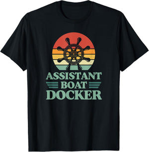 Assistant Boat Docker Steering Ship Wheel Funny Captain T-Shirt - T-Shirt | Black