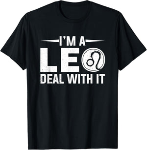 I'm A Leo Deal With It Astrology Birthday Zodiac T-Shirt - T-Shirt | Black