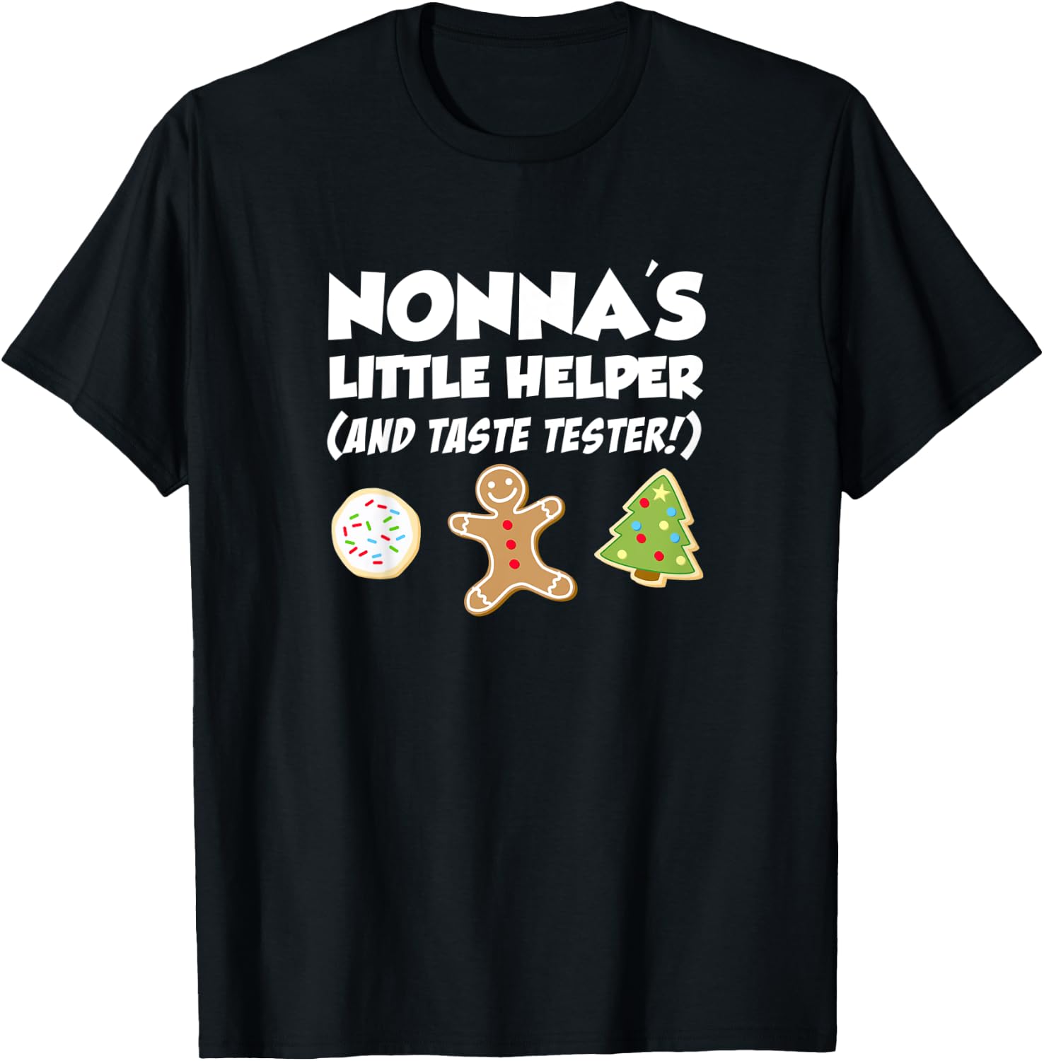 Kids Nonna's Little Helper Christmas Cookie Baking T-Shirt - T-Shirt | Black
