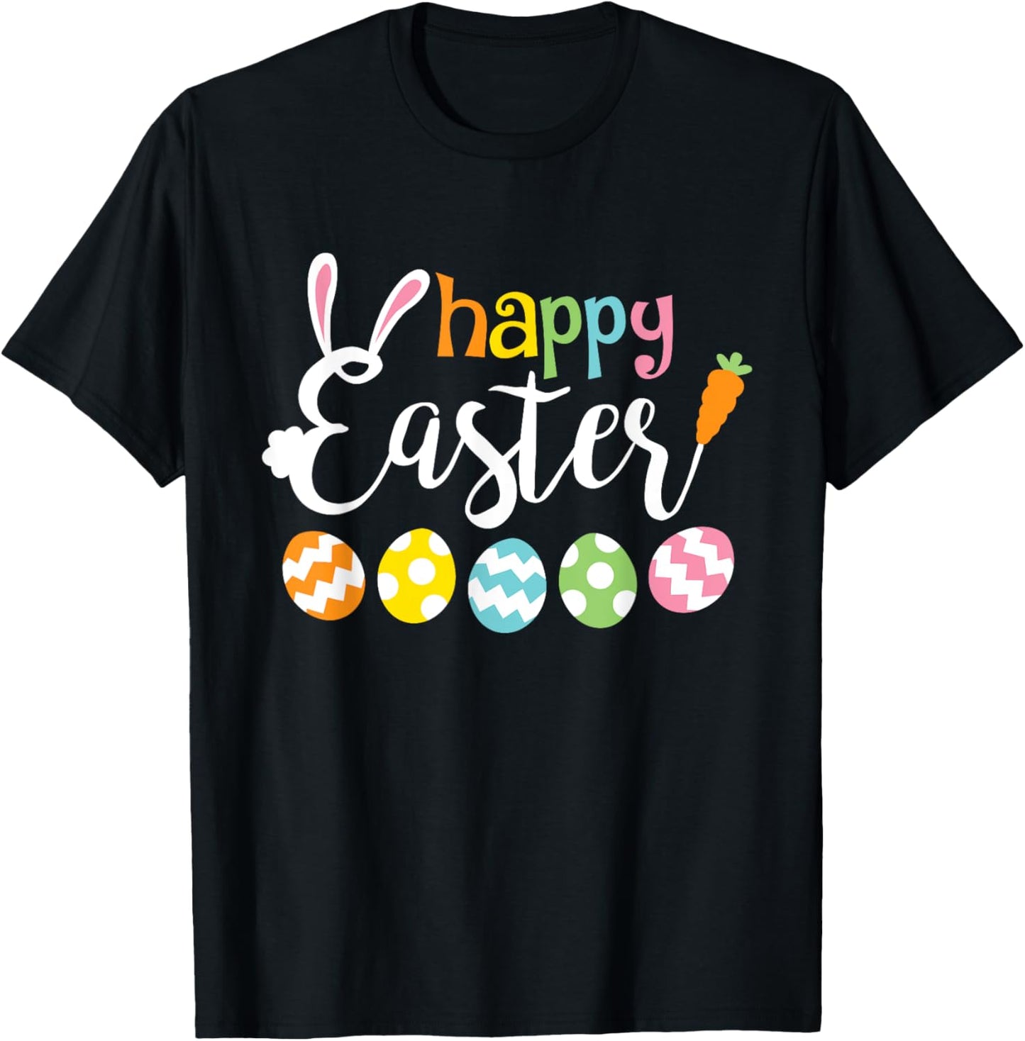 Happy Easter Bunny Rabbit Face Funny Easter Day Women Girls T-Shirt - T-Shirt | Black