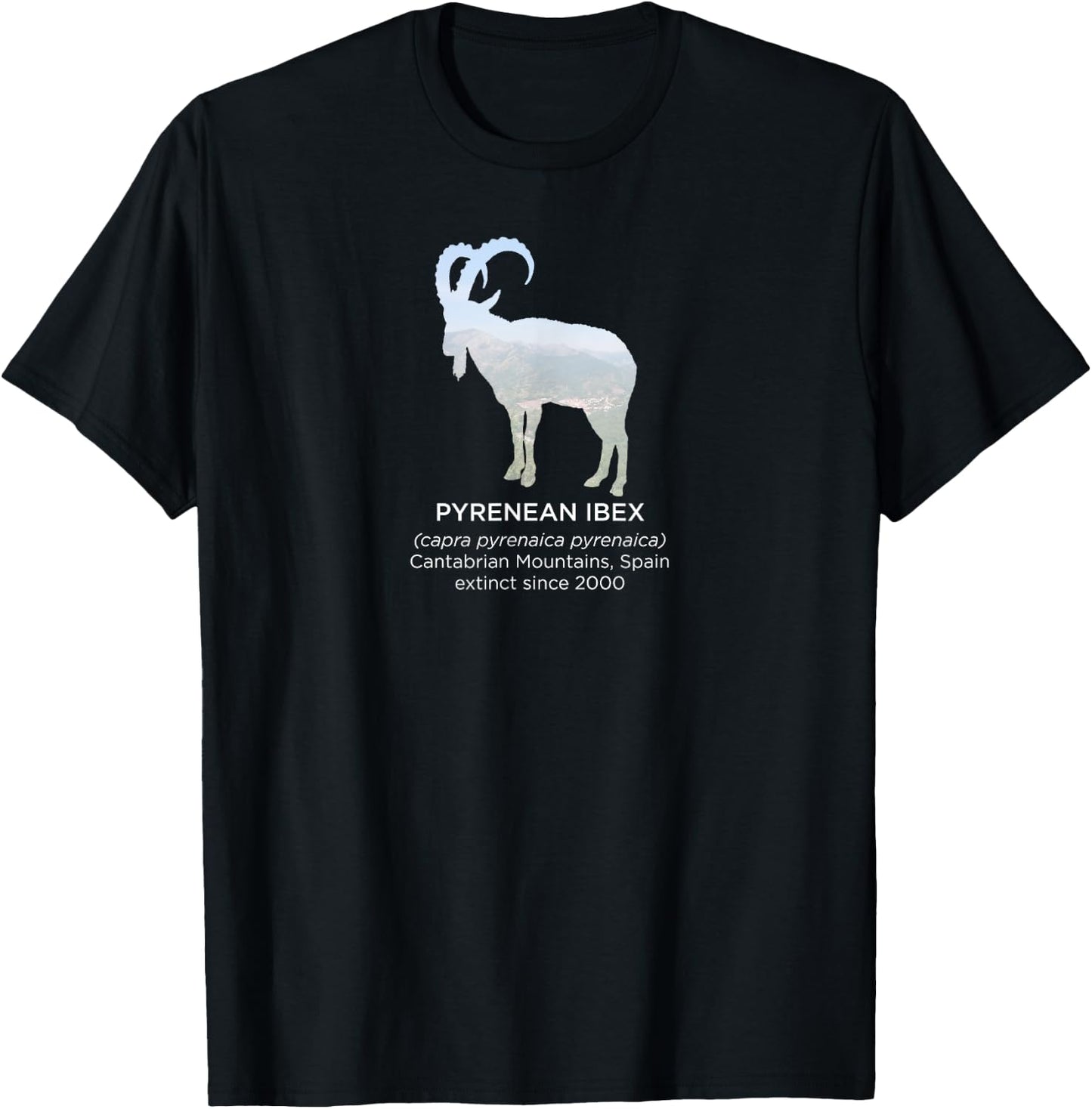 Pyrenean Ibex Extinct Animal Endangered Species T-Shirt - T-Shirt | Black