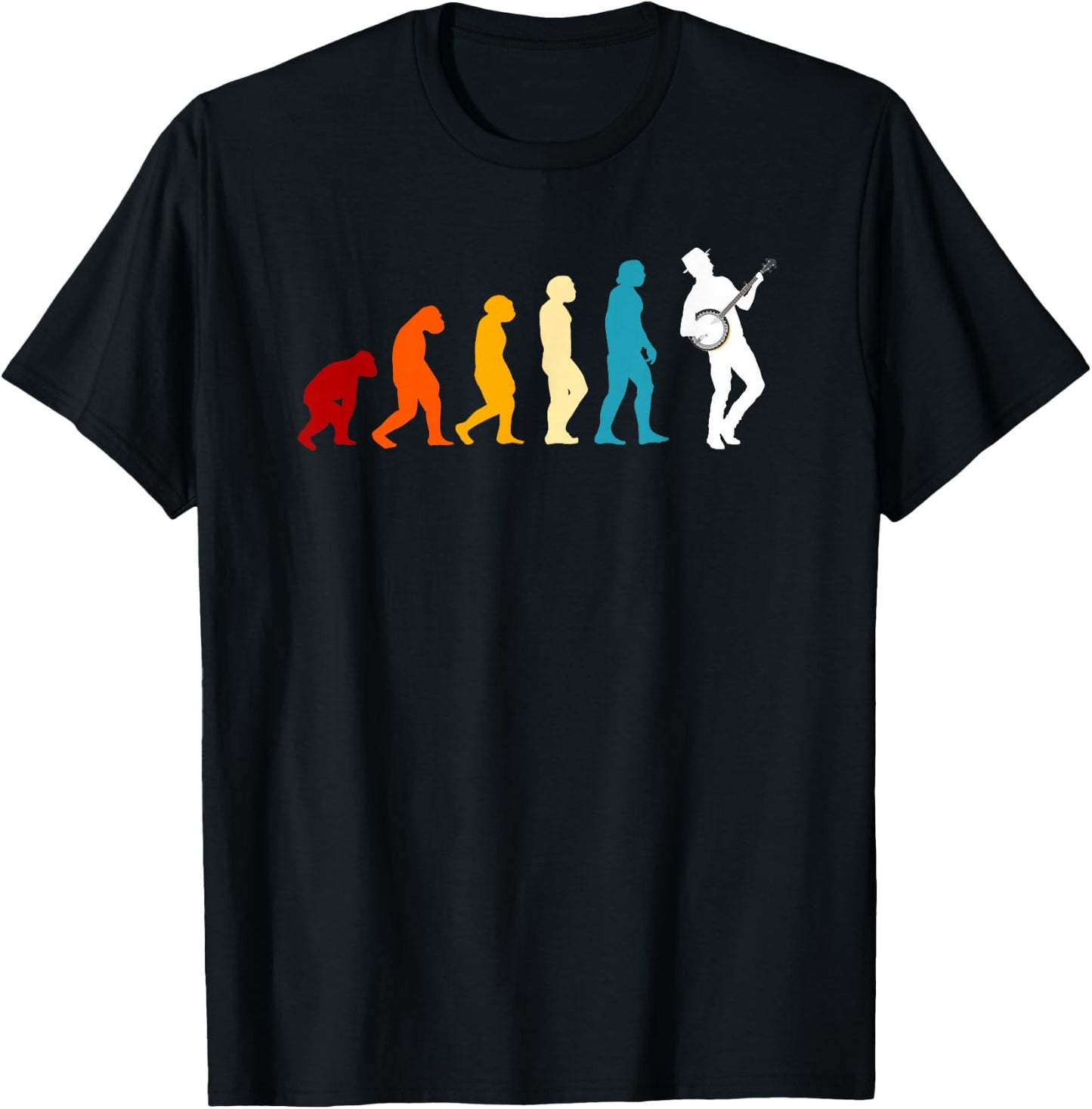 Great Banjo Evolution Gift Bluegrass Music T-Shirt - T-Shirt | Black