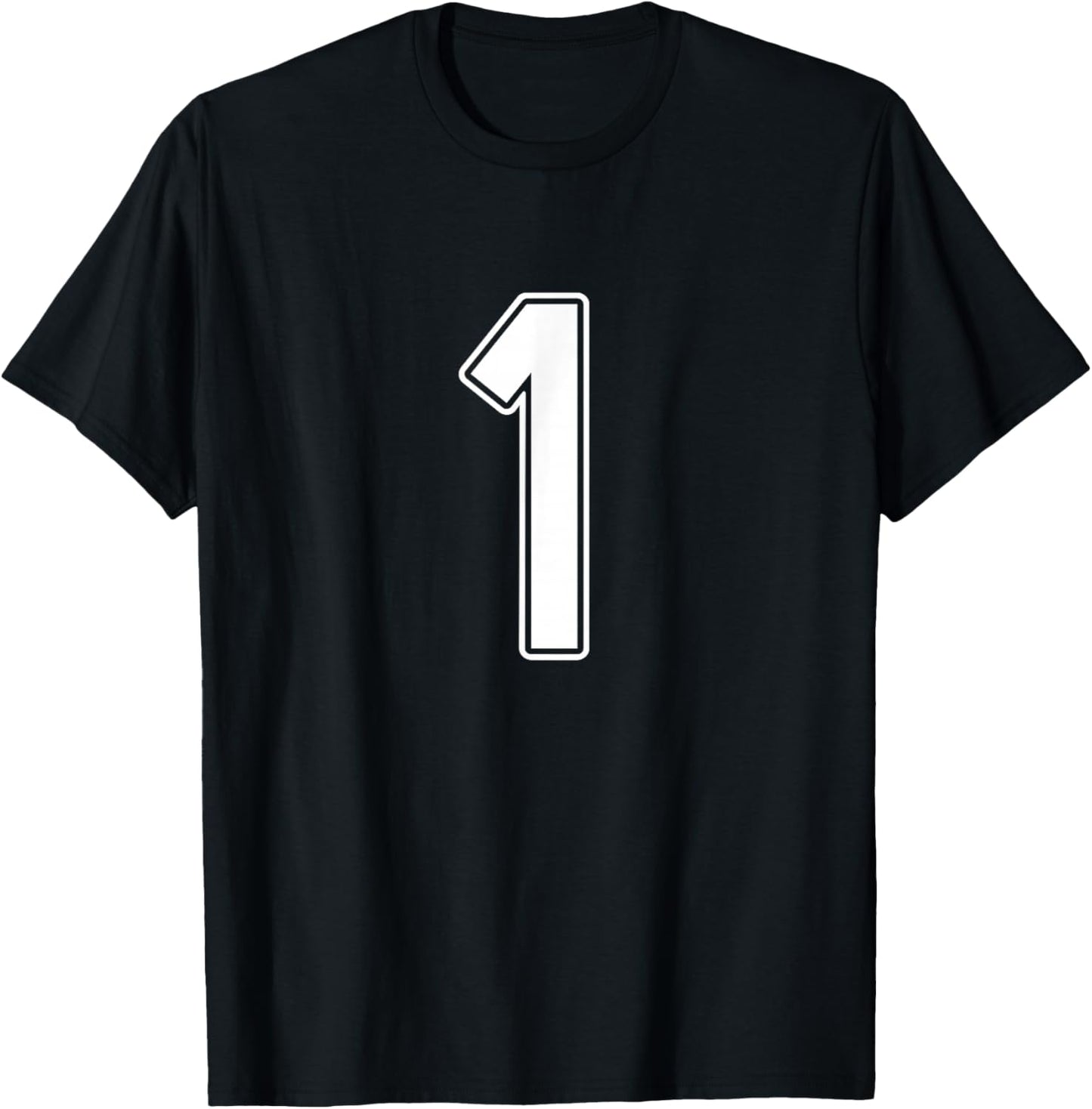1 White Sports Number T-Shirt - T-Shirt | Black