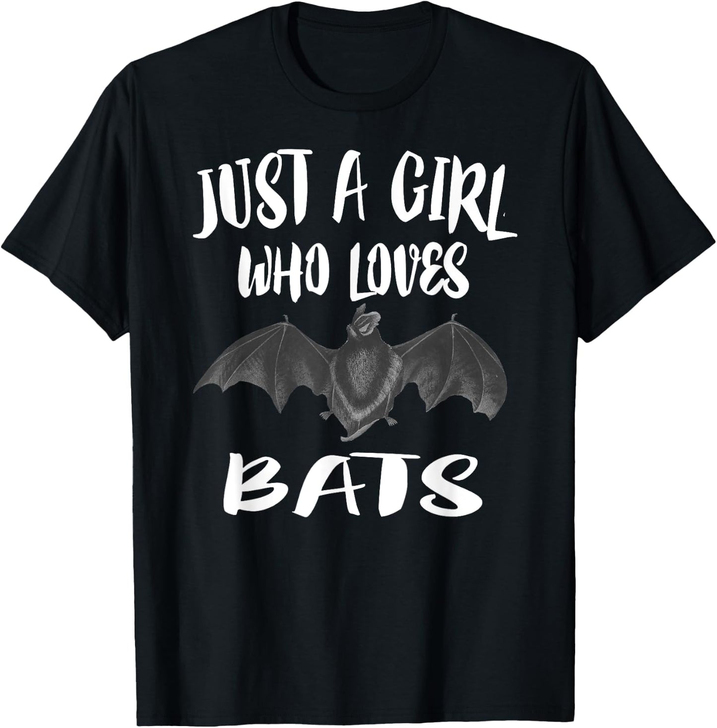 Just A Girl Who Loves Bats Animal Lover Gift T-Shirt - T-Shirt | Black