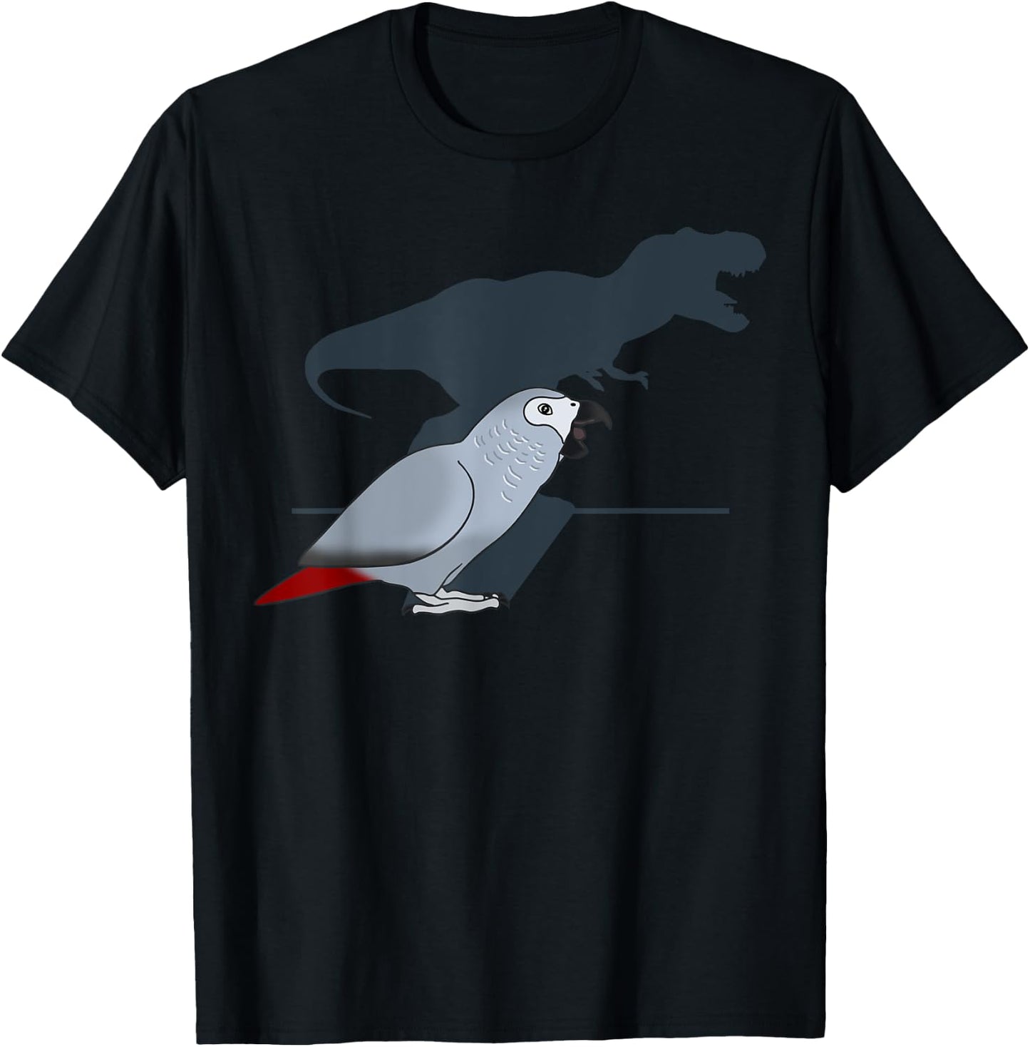 FandomizedRose Cute Screaming Parrot, Birb Memes, Funny T-Rex African Grey T-Shirt - T-Shirt | Black