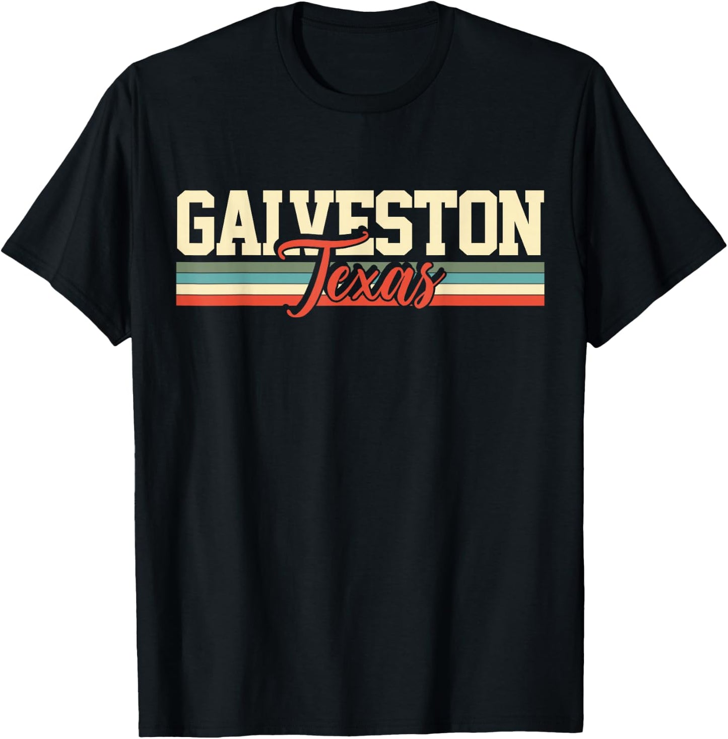 Galveston Texas Retro Vintage T-Shirt - T-Shirt | Black