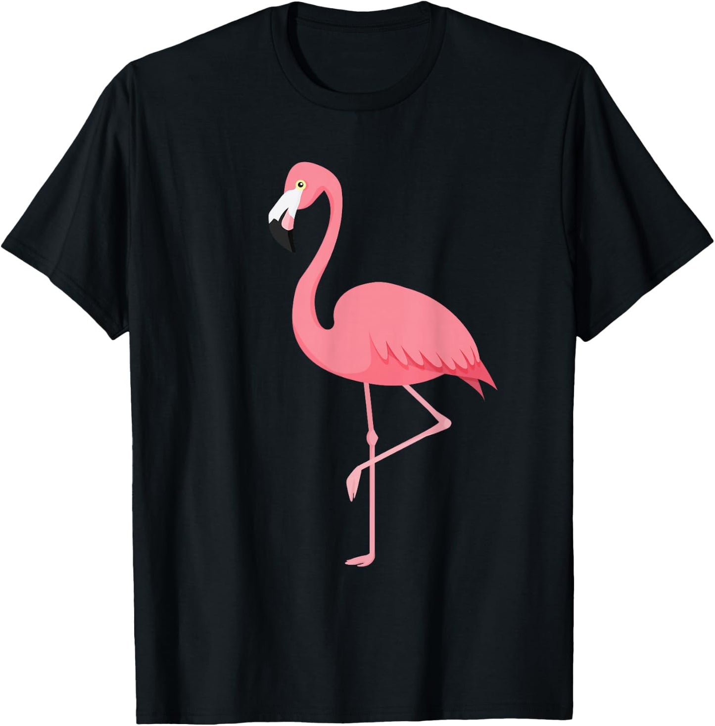 Cute Lady Women Pink Flamingo Cartoon Adorable Simple T-Shirt - T-Shirt | Black