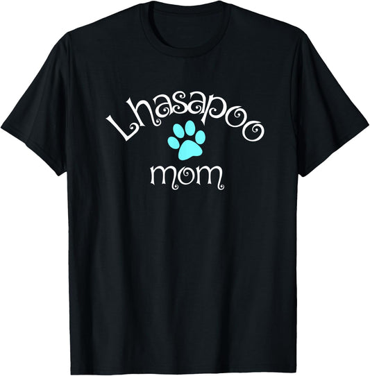 Lhasapoo Mom Dog Lover T Shirt T-Shirt - T-Shirt | Black