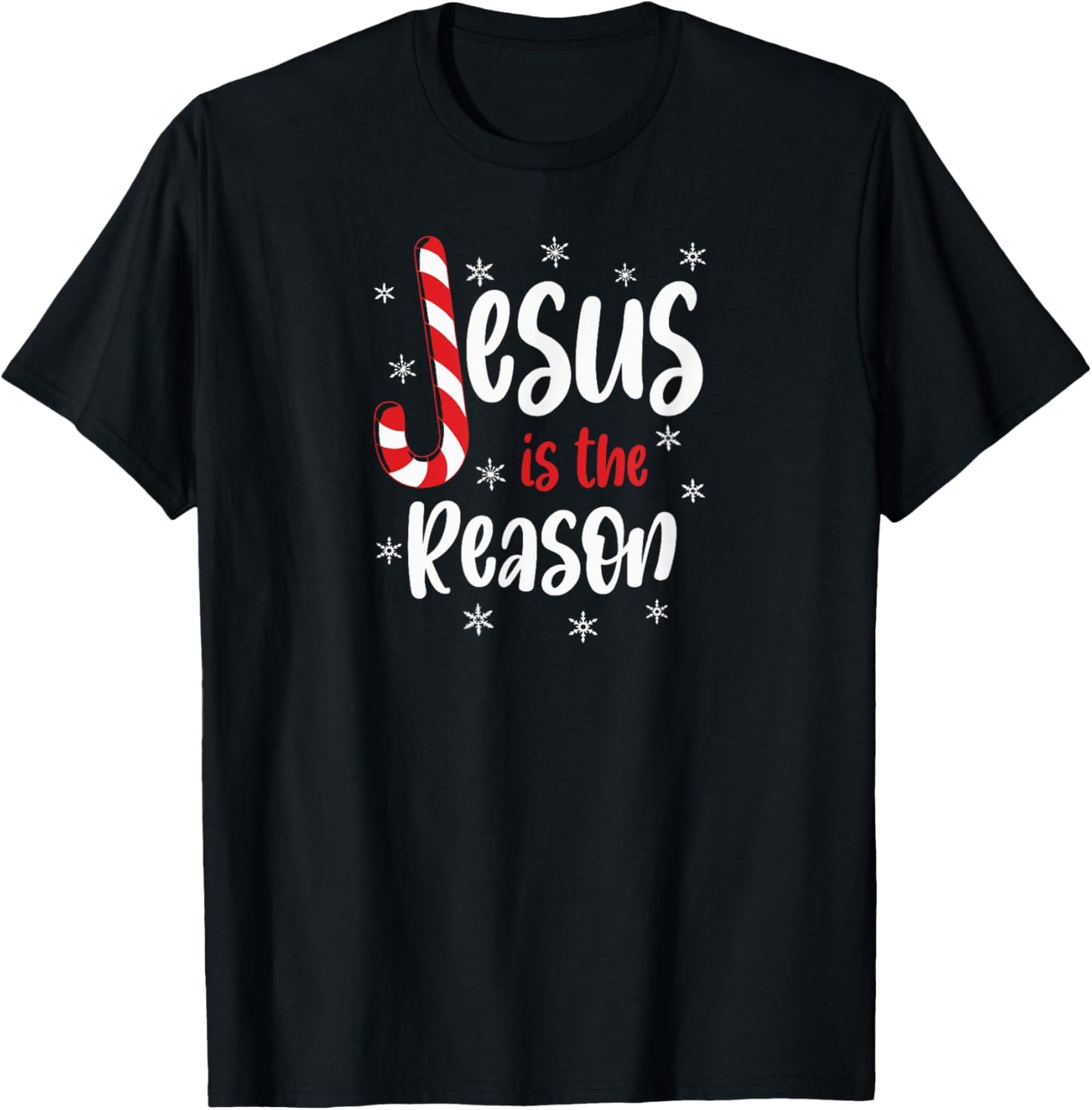 Christian Jesus Is The Reason Candy Cane Religious T-Shirt - T-Shirt | Black