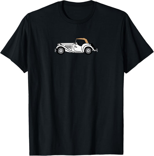 MGTD MG TD White British Love English Sportscar Roadster T-Shirt - T-Shirt | Black