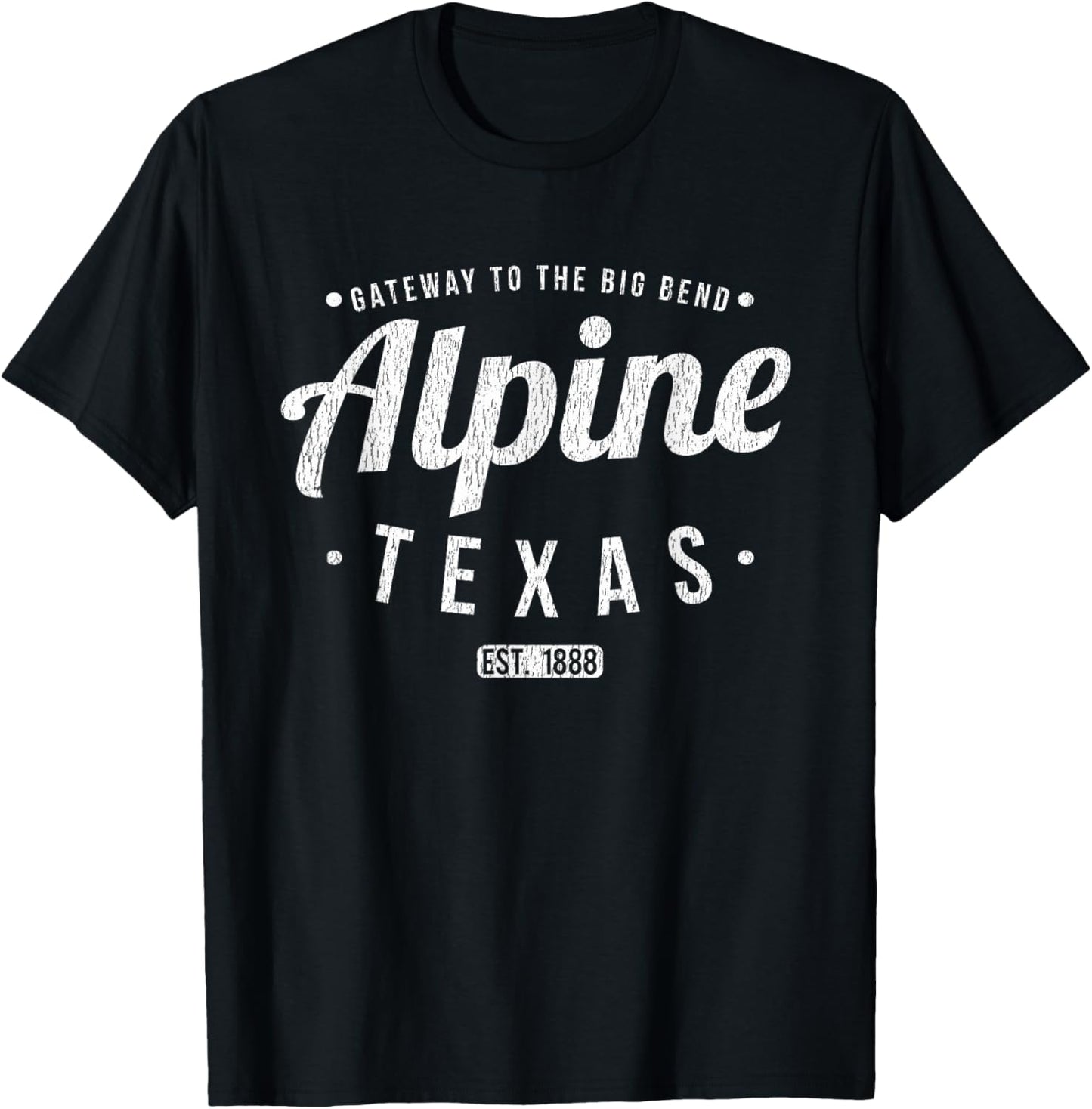 Alpine Texas Vintage Minimalist Retro Souvenir TX Alpine T-Shirt - T-Shirt | Black