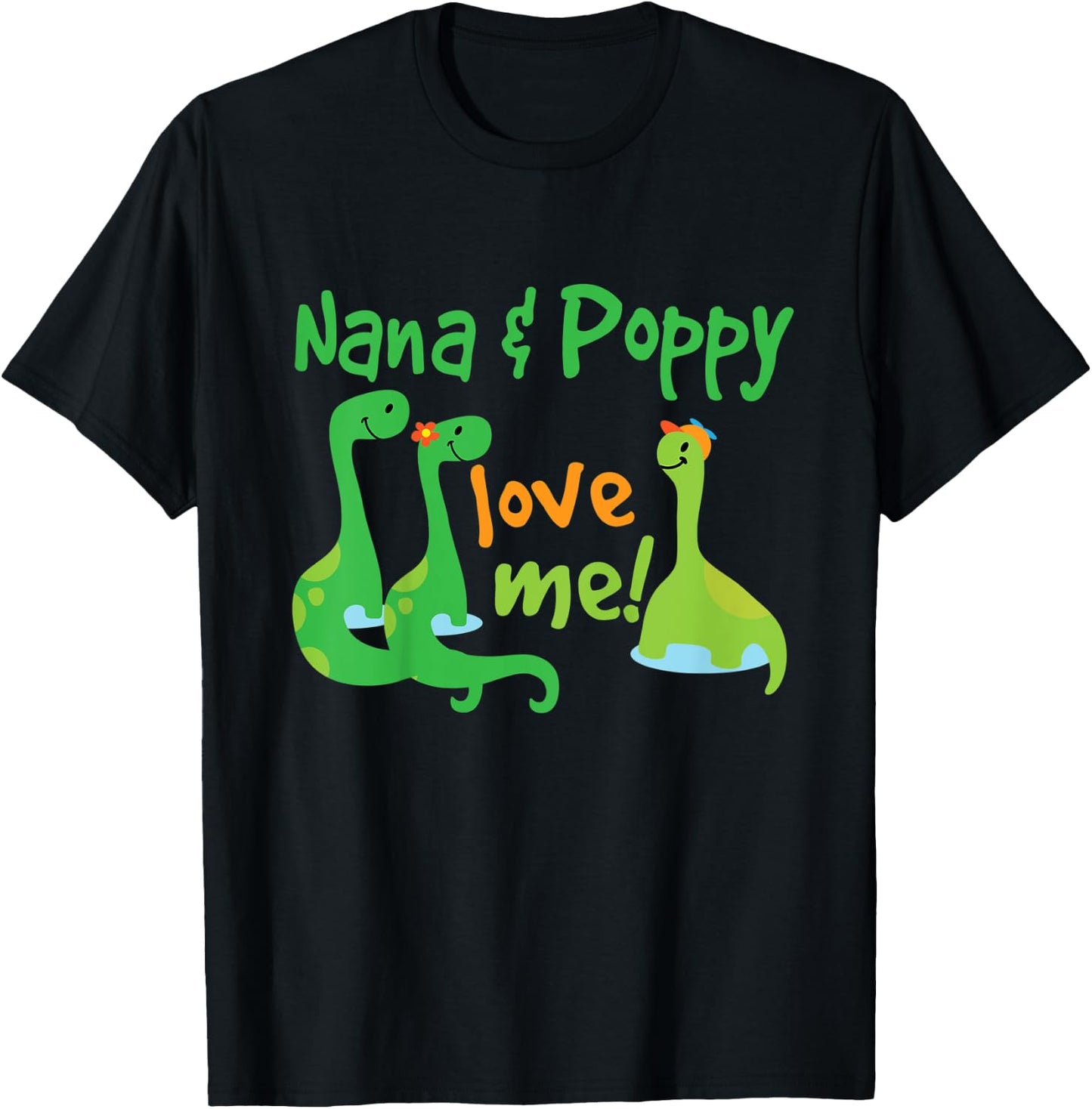 Kids Nana and Poppy Love Me Grandson Dinosaur T-Shirt - T-Shirt | Black
