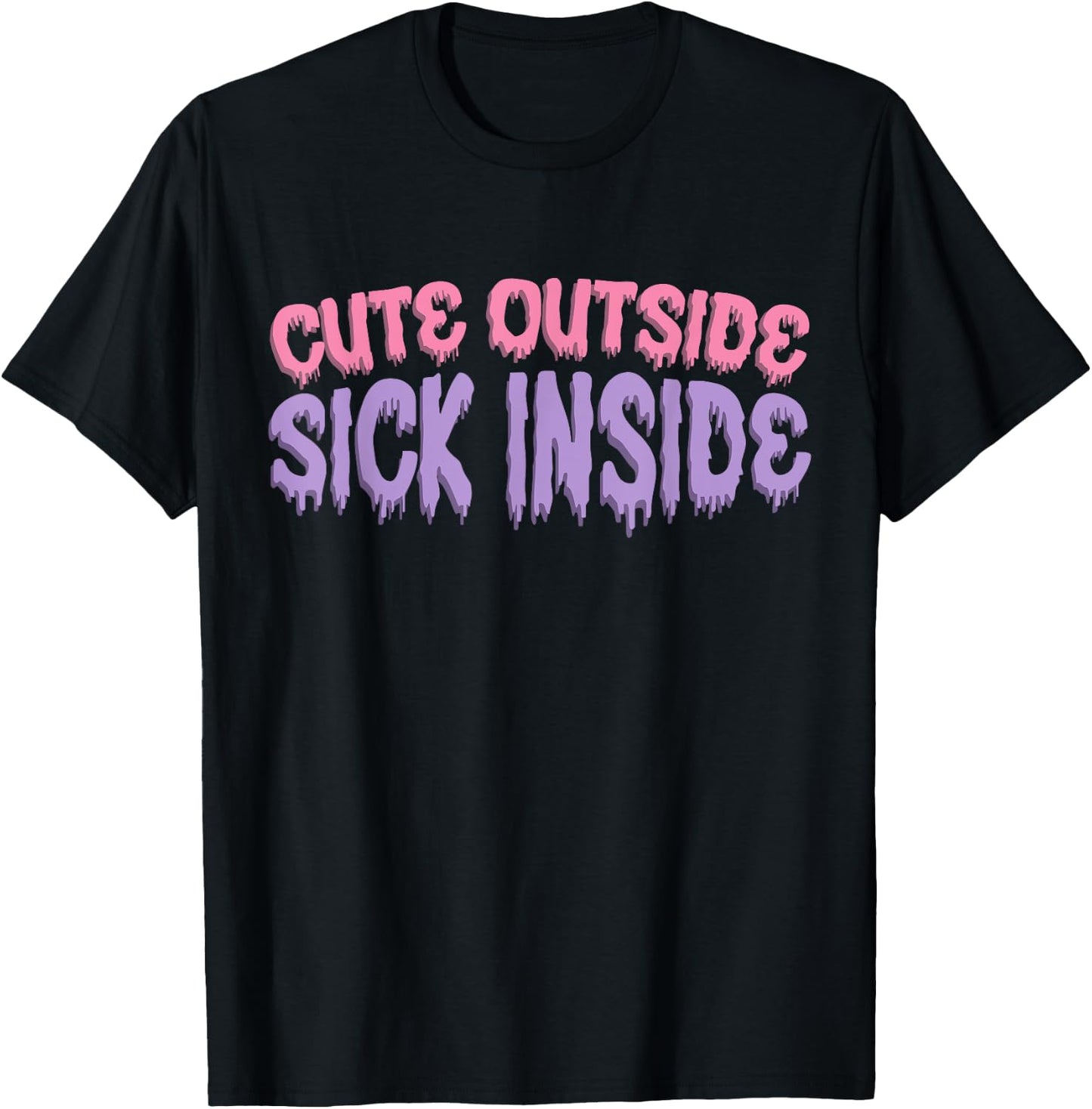 Cute Outside Sick Inside Yami Kawaii Menhera Pastel Goth T-Shirt - T-Shirt | Black