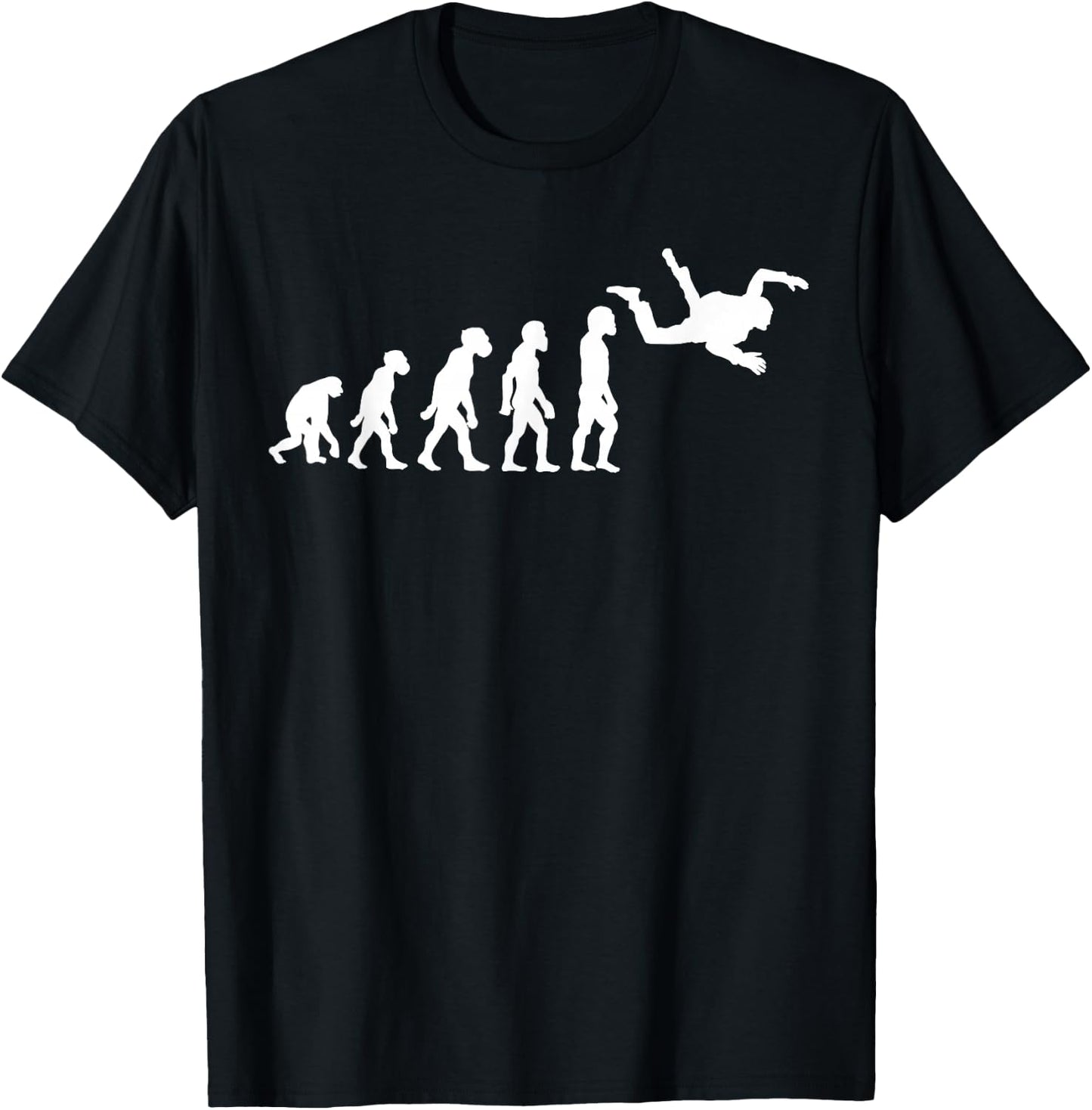 Funny Human Skydiving Evolution Freefall Skydiver Parachute T-Shirt - T-Shirt | Black