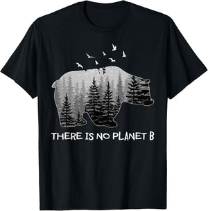 There is No Planet B Shirt Bear Birds Trees T-Shirt - T-Shirt | Black